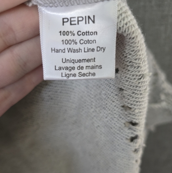 Pepin Sweatshirt V-Neck Cutout Distressed Grey Boho Chic Pullover Boho Sz S - Picture 4 of 4